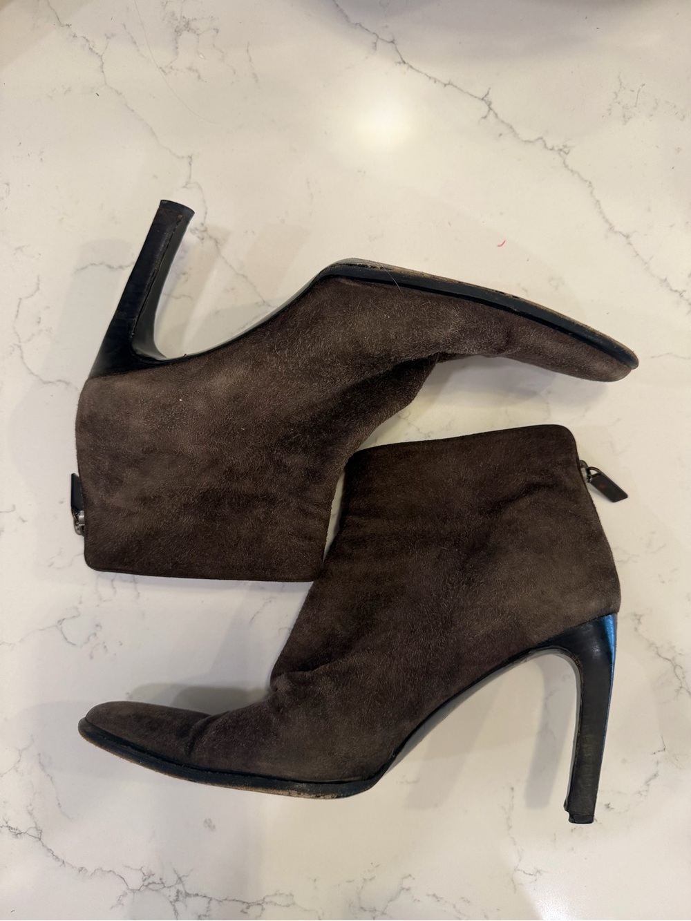 Gucci-Vintage Dark Brown Suede High-Heel Ankle Booties